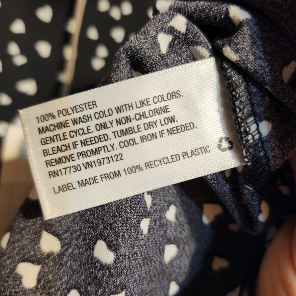 A New Day Women's Size L Black & White Heart Print Satin Cami Adjustable Straps - Picture 5 of 8